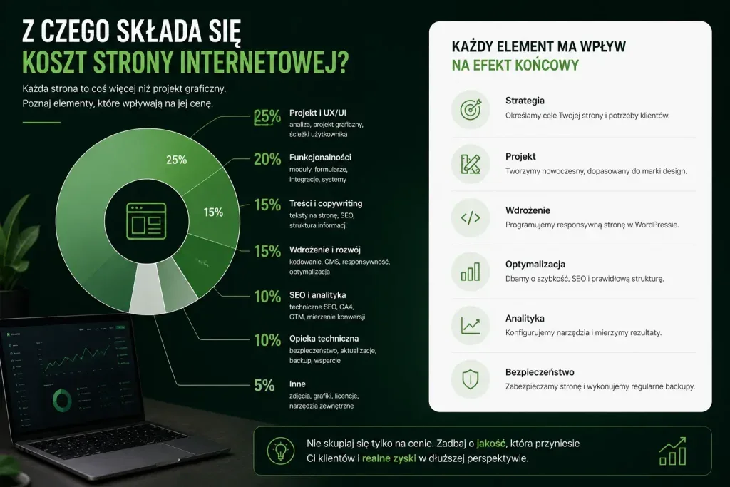 z czego składa się koszt strony internetowej