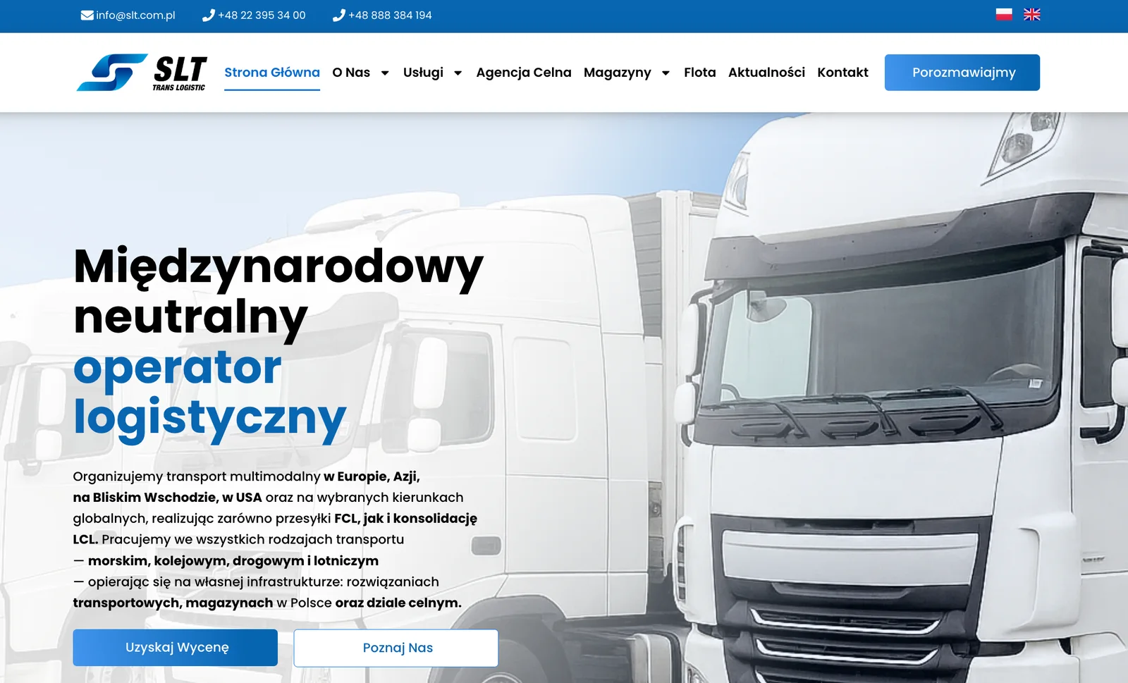 Widok strony operatora logistycznego SLT