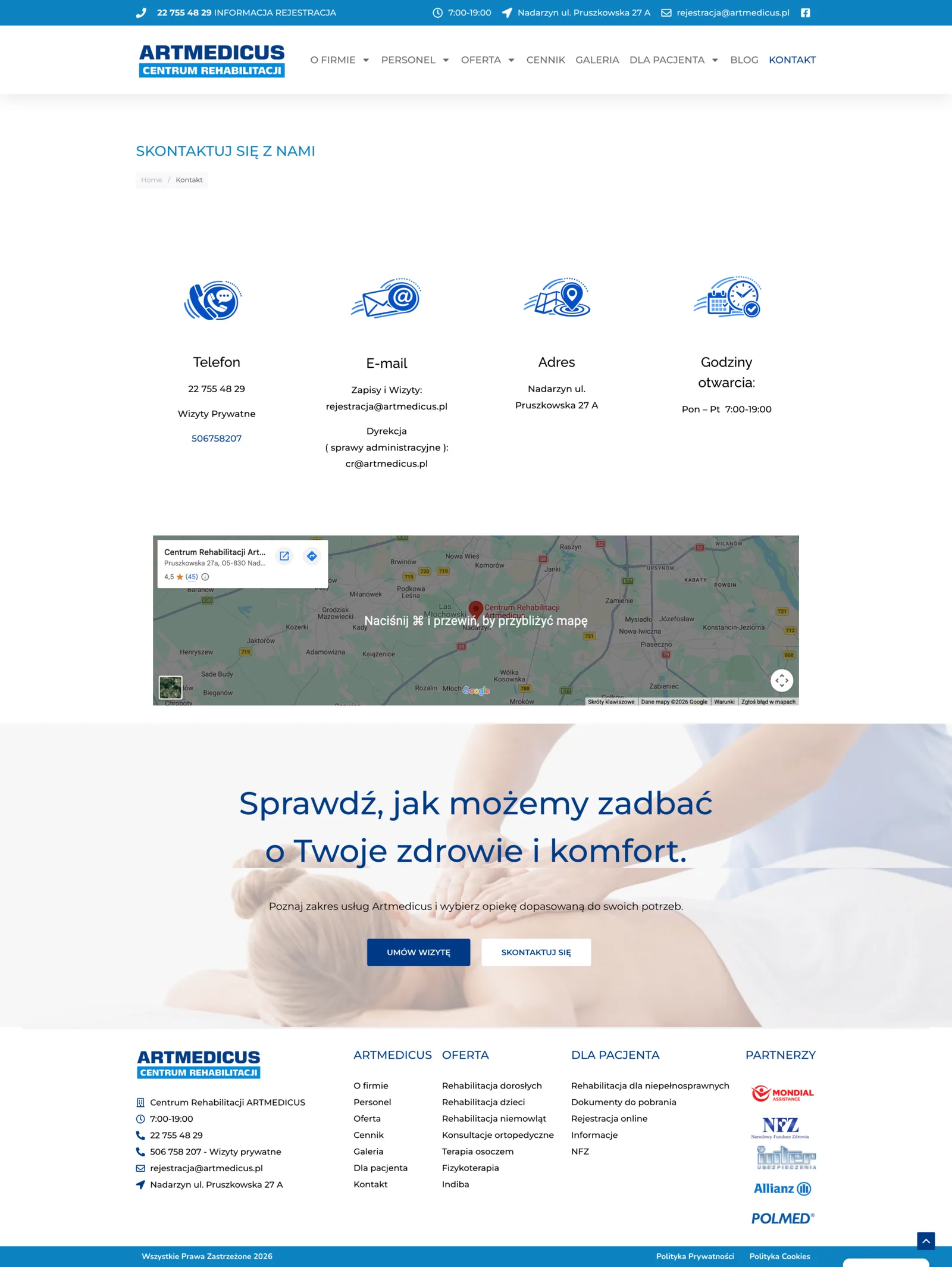 Kontakt i rejestracja Artmedicus