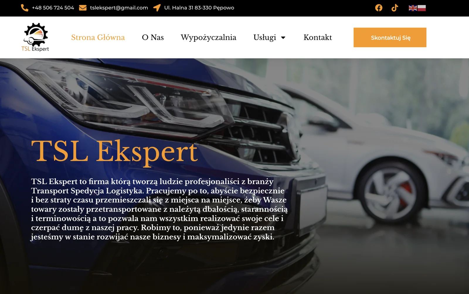 Pełny widok systemu rezerwacji aut TSL Ekspert