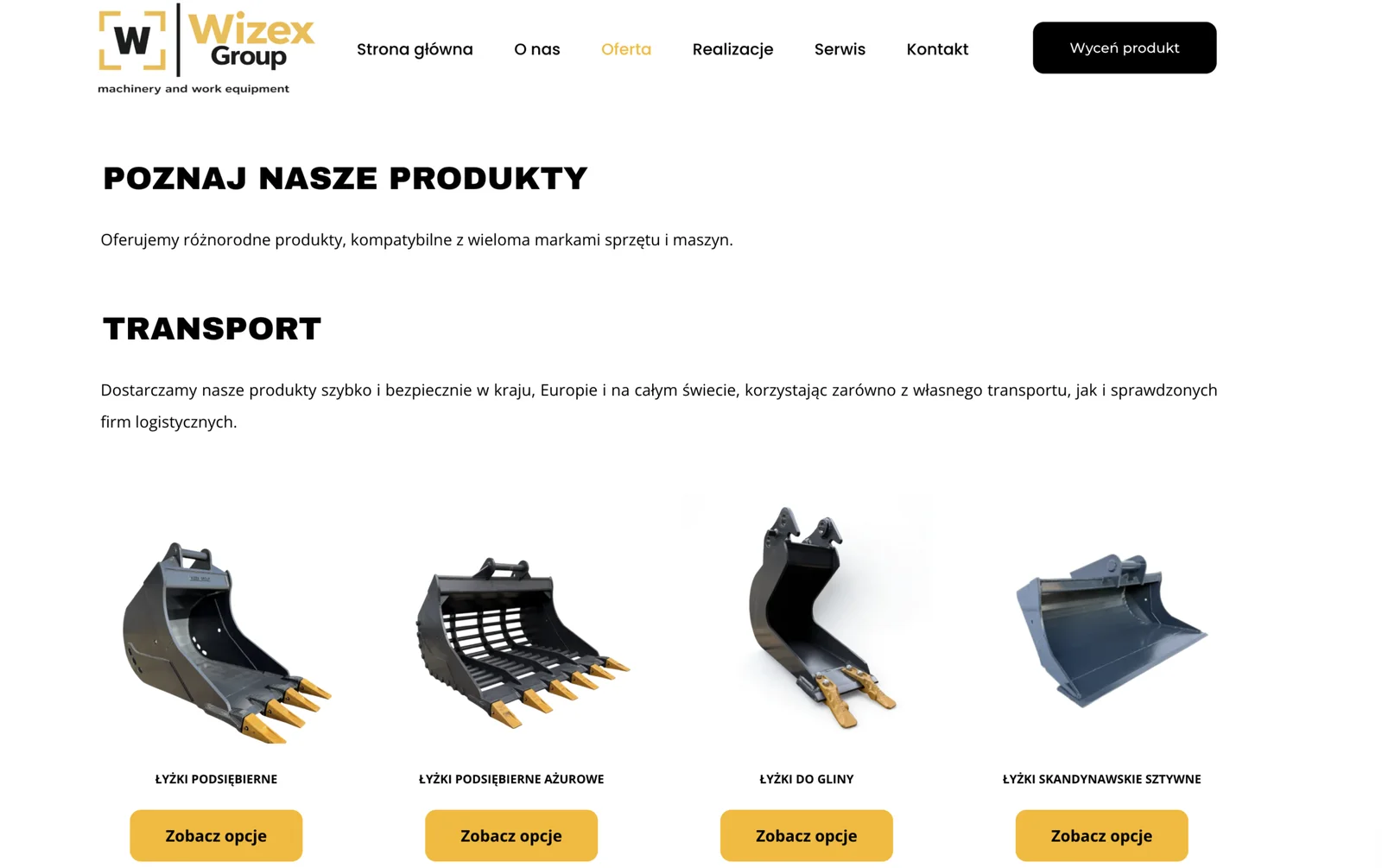 Pełny widok konfiguratora Wizex Group